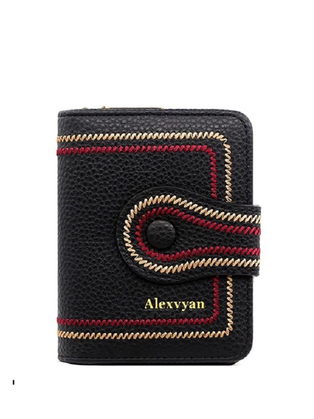 

Alexvyan Women Typography PU Two Fold Wallet, Black