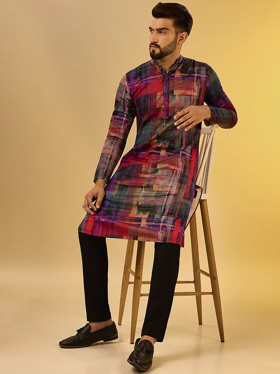 

Anouk Men Checked Kurta, Multi