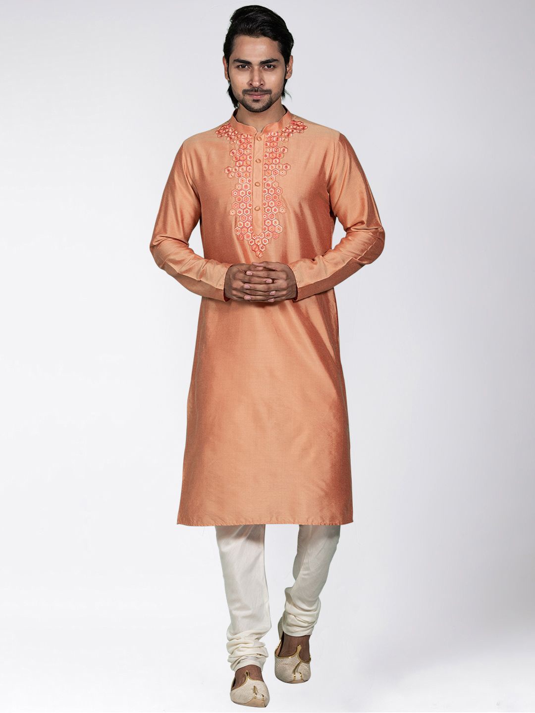 

Anouk Men Thread Work Kurta, Coral