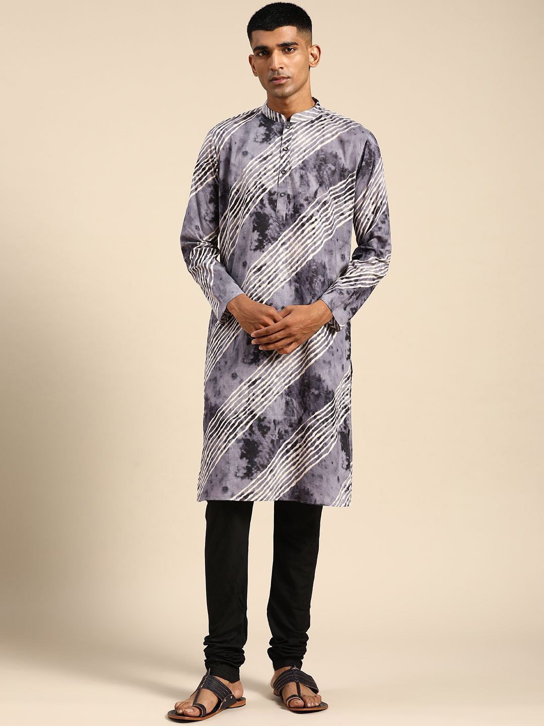 

Anouk Men Printed Sequinned Kurta, Grey
