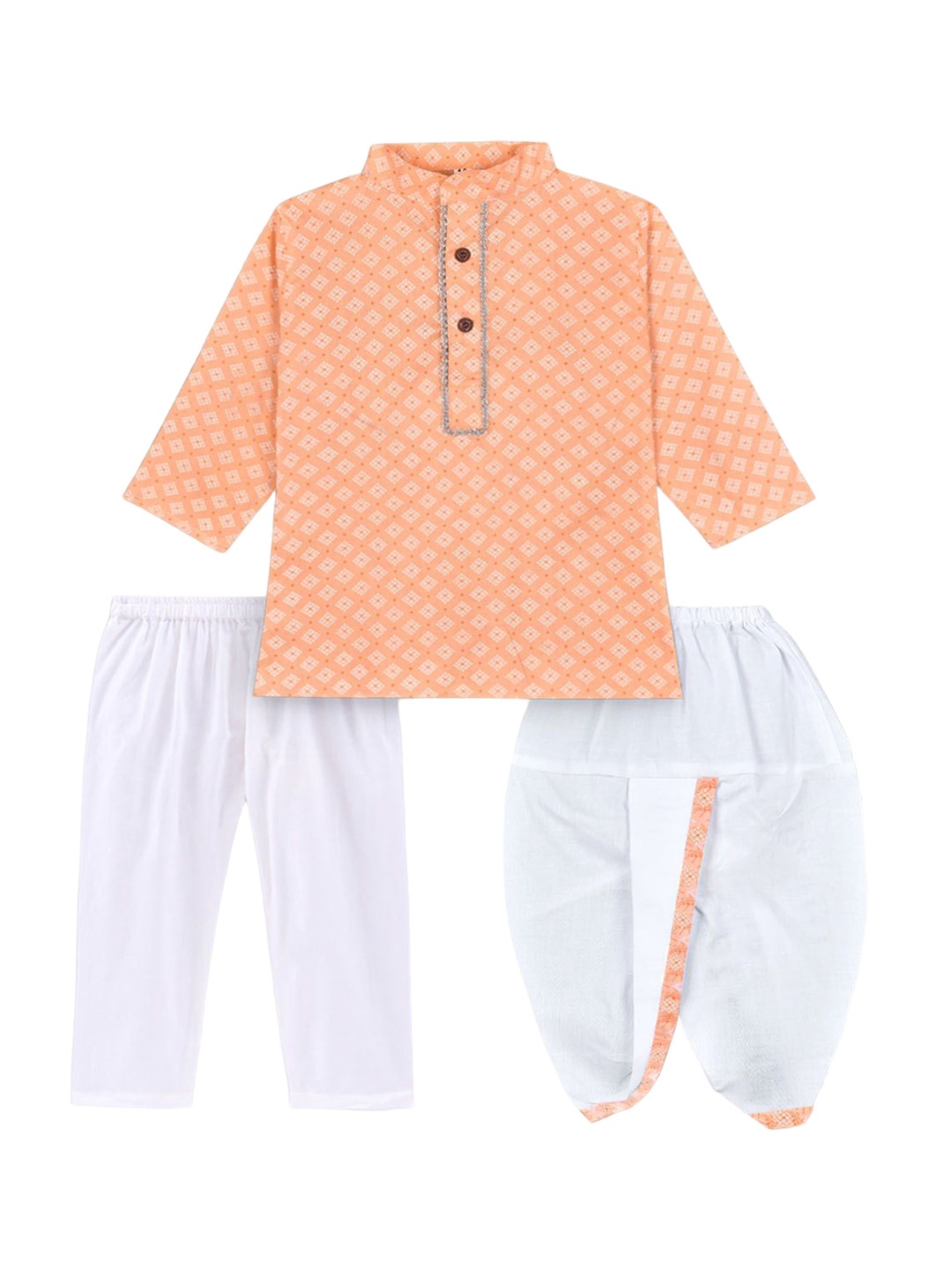 

BAESD Boys Ethnic Motifs Printed Regular Kurta with Pyjamas, Orange