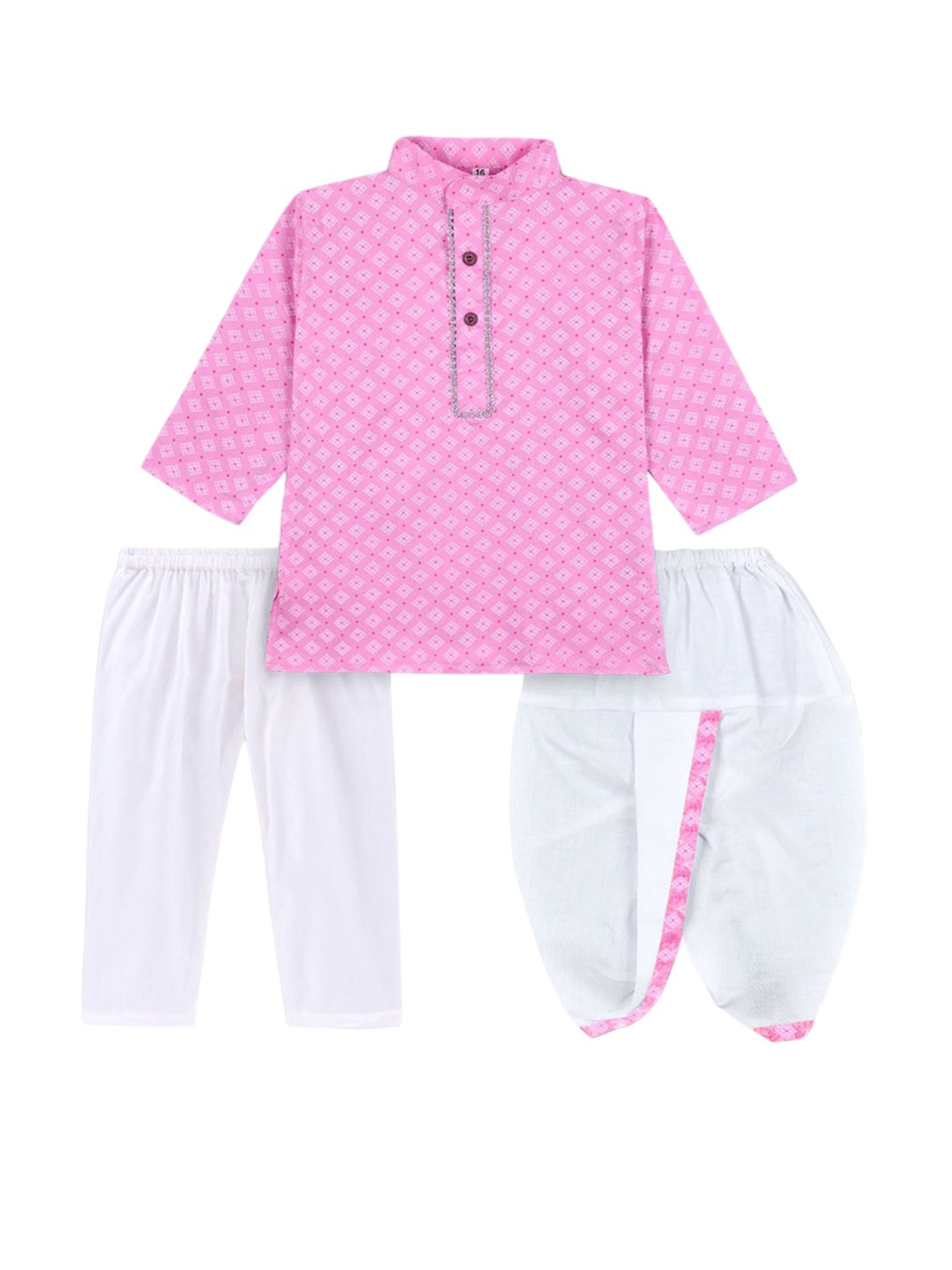 

BAESD Boys Ethnic Motifs Printed Regular Kurta with Pyjamas, Pink