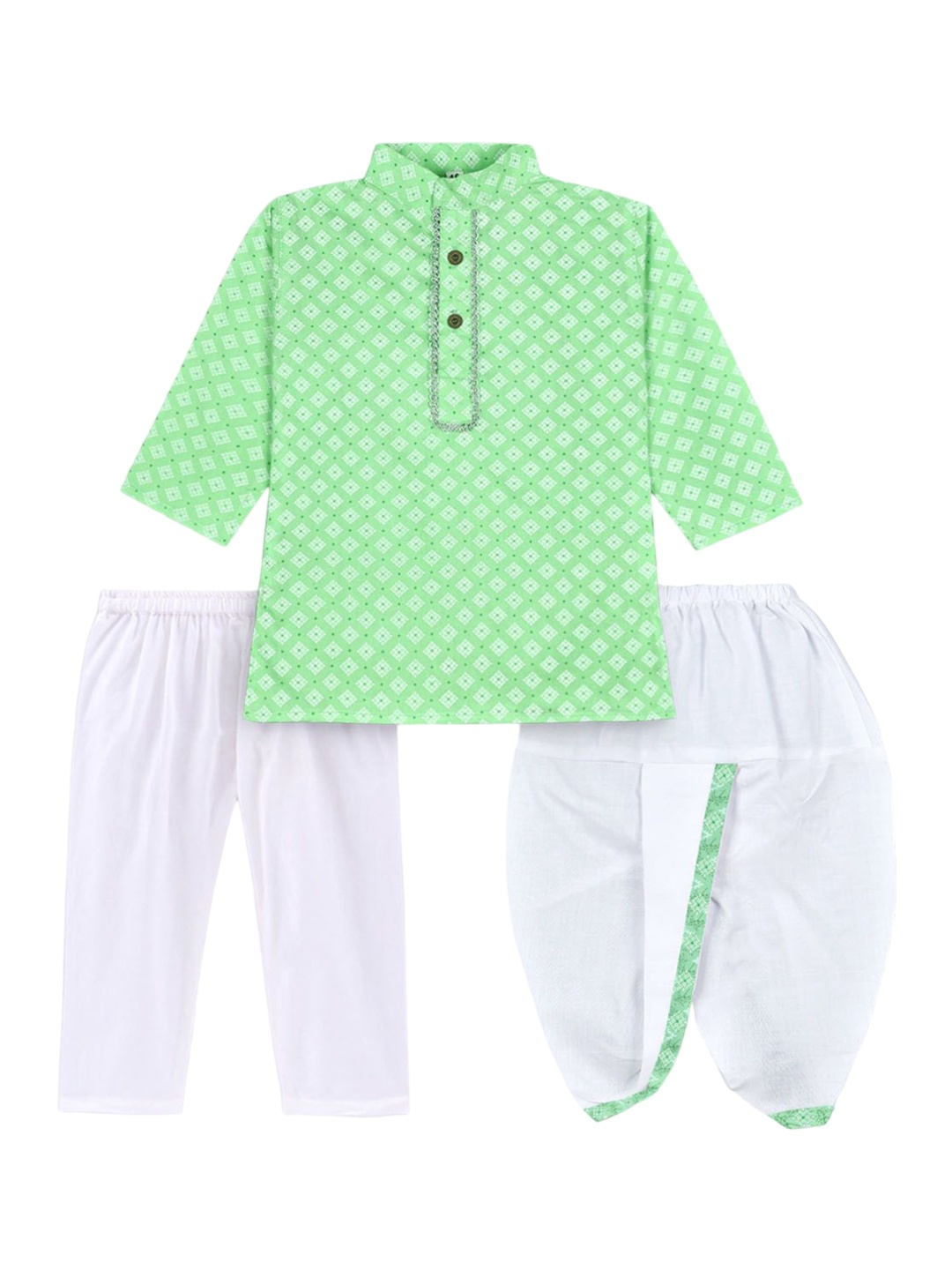 

BAESD Boys Ethnic Motifs Printed Regular Kurta with Pyjamas, Green