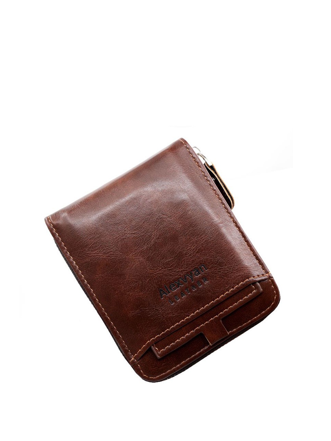 

Alexvyan Women PU Zip Around Wallet, Brown