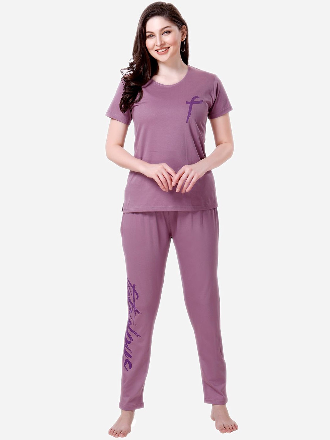 

Lenissa Women Printed Night suit, Mauve
