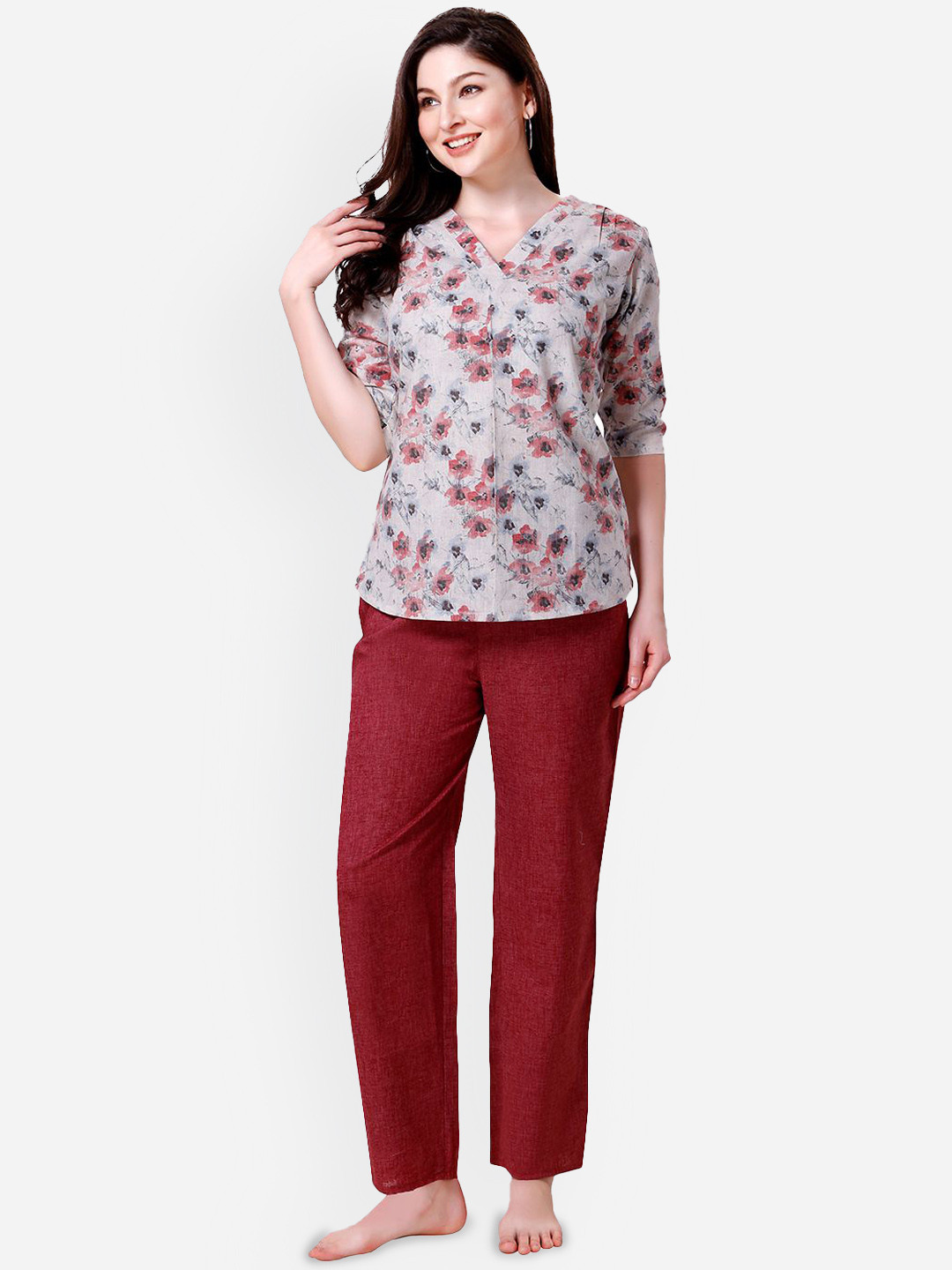 

Lenissa Women Printed Night suit, White