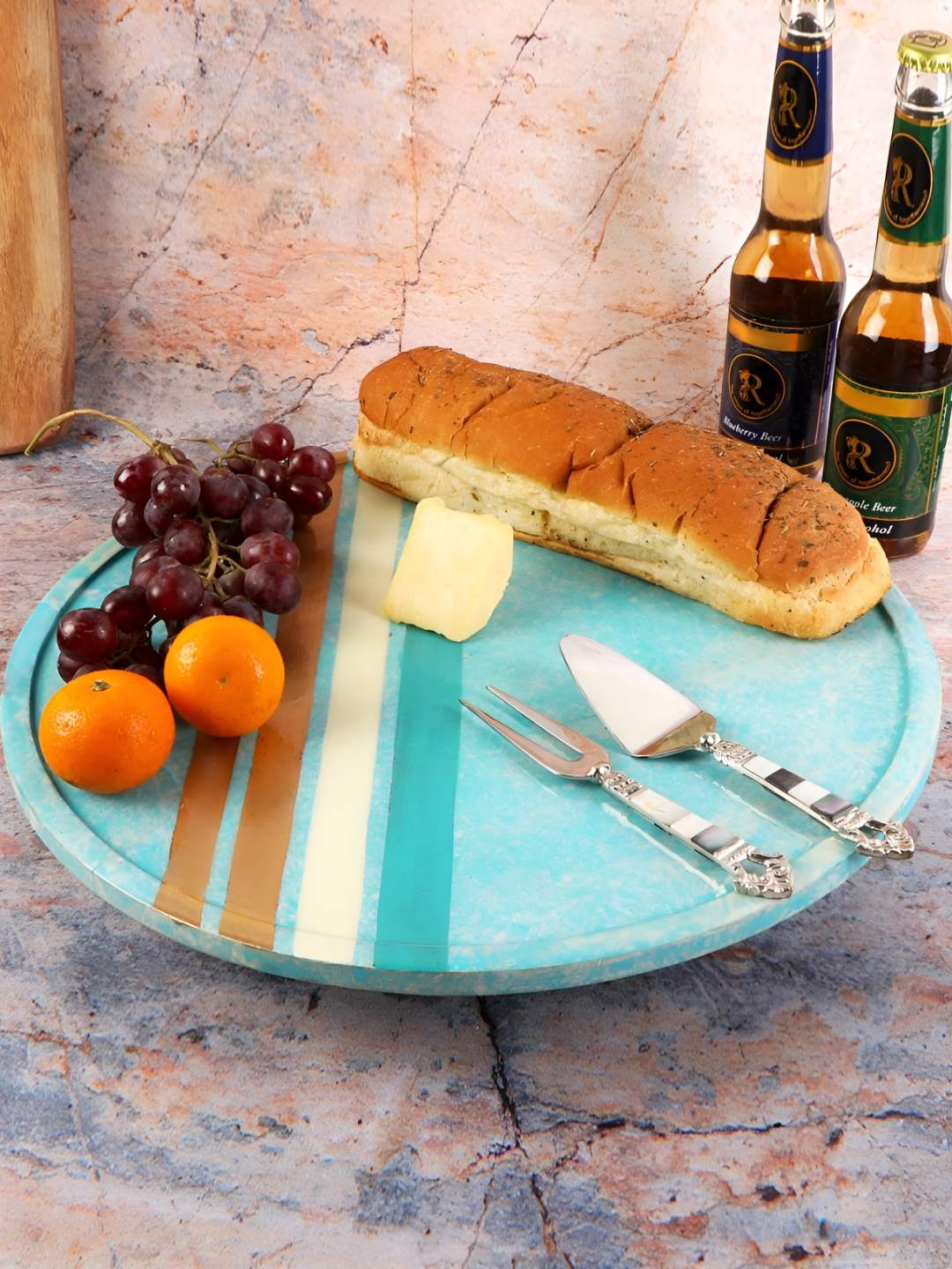 

THE HOME CO. Blue & Yellow Lazy Susan Platter