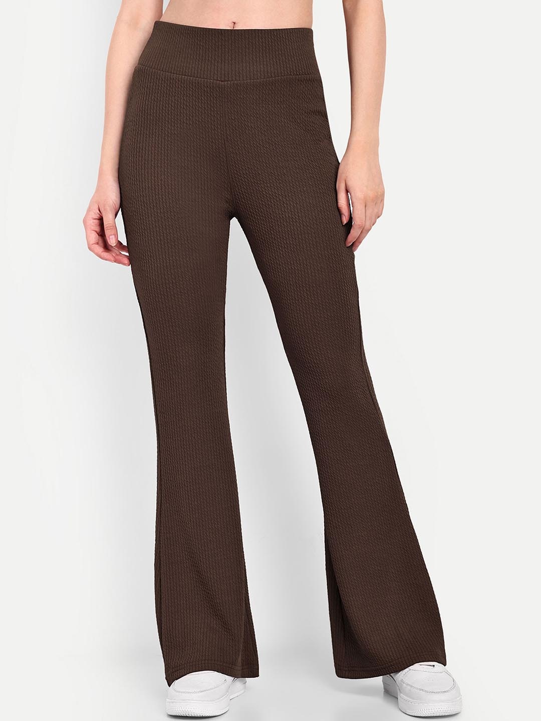 

Next One Women Smart Flared High-Rise Easy Wash Trousers, Brown