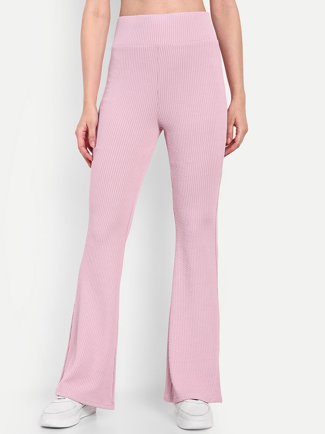 

Next One Women Smart Flared High-Rise Easy Wash Trousers, Pink