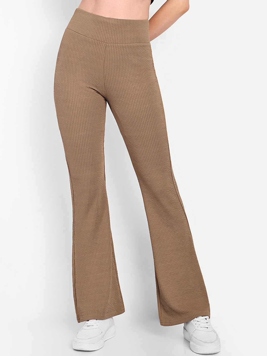 

Next One Women Smart Flared High-Rise Easy Wash Trousers, Beige