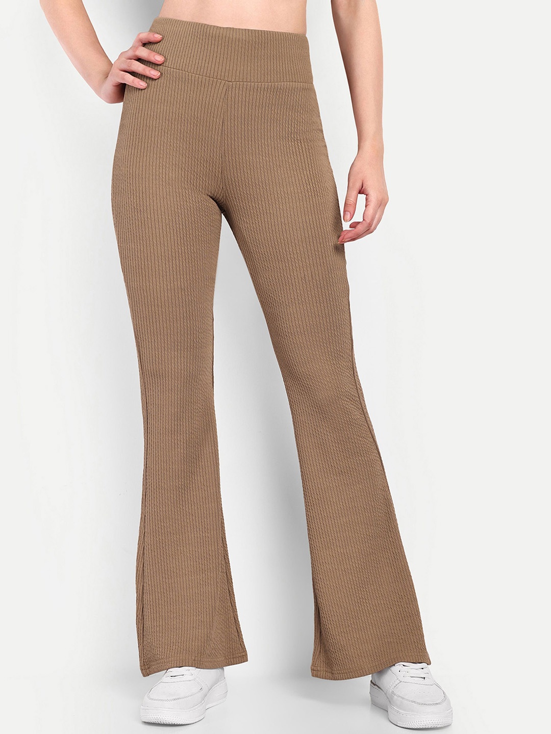 

Next One Women Smart Flared High-Rise Easy Wash Trousers, Beige