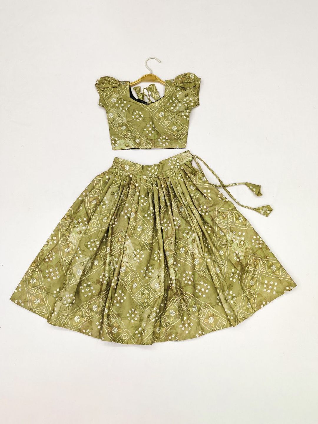 

BAESD Girls Printed Foil Print Ready to Wear Lehenga &, Sea green