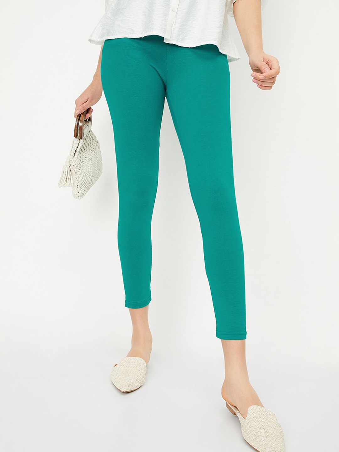 

Max Women Solid Ankle-Length Leggings, Green