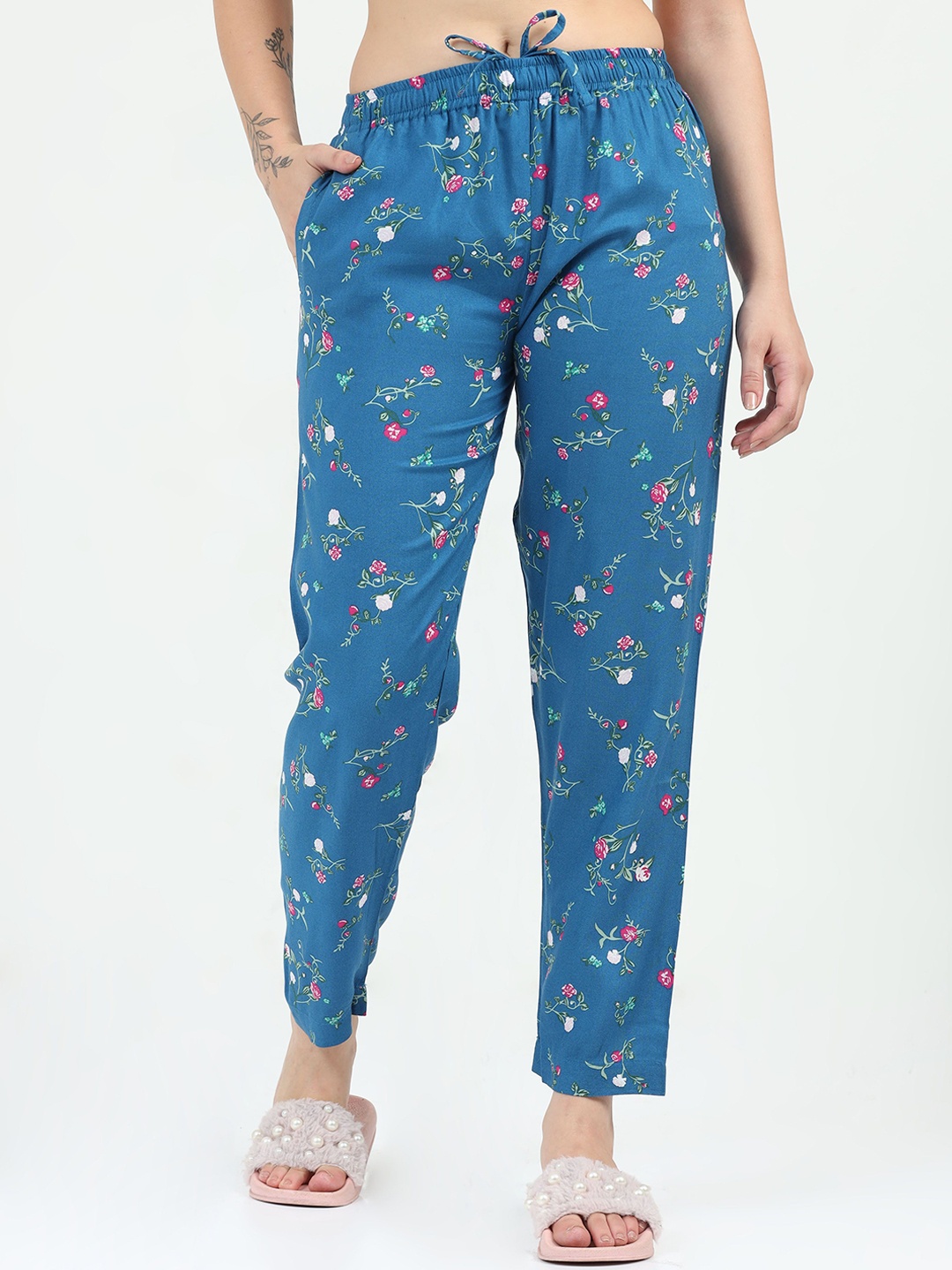 

Bottums Printed Mid-Rise Relaxed-Fit Lounge Pants, Blue