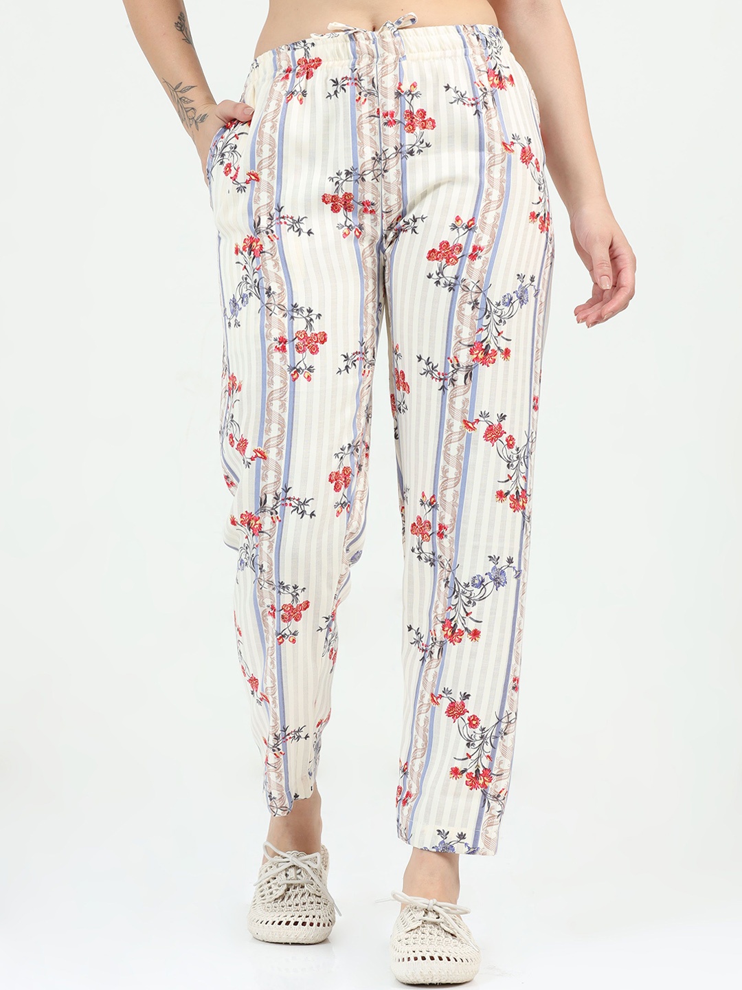 

Bottums Printed Relaxed Fit Straight Leg Lounge Pant, Off white