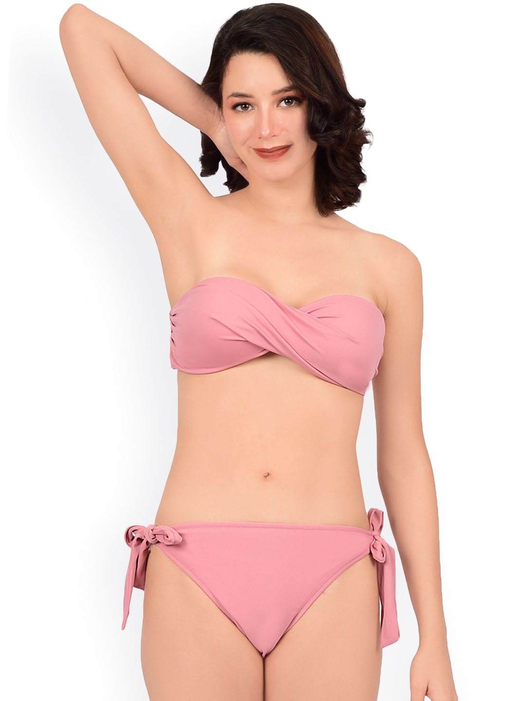 

bare dezire Strapless Bandeau Swim Bikini Set, Pink