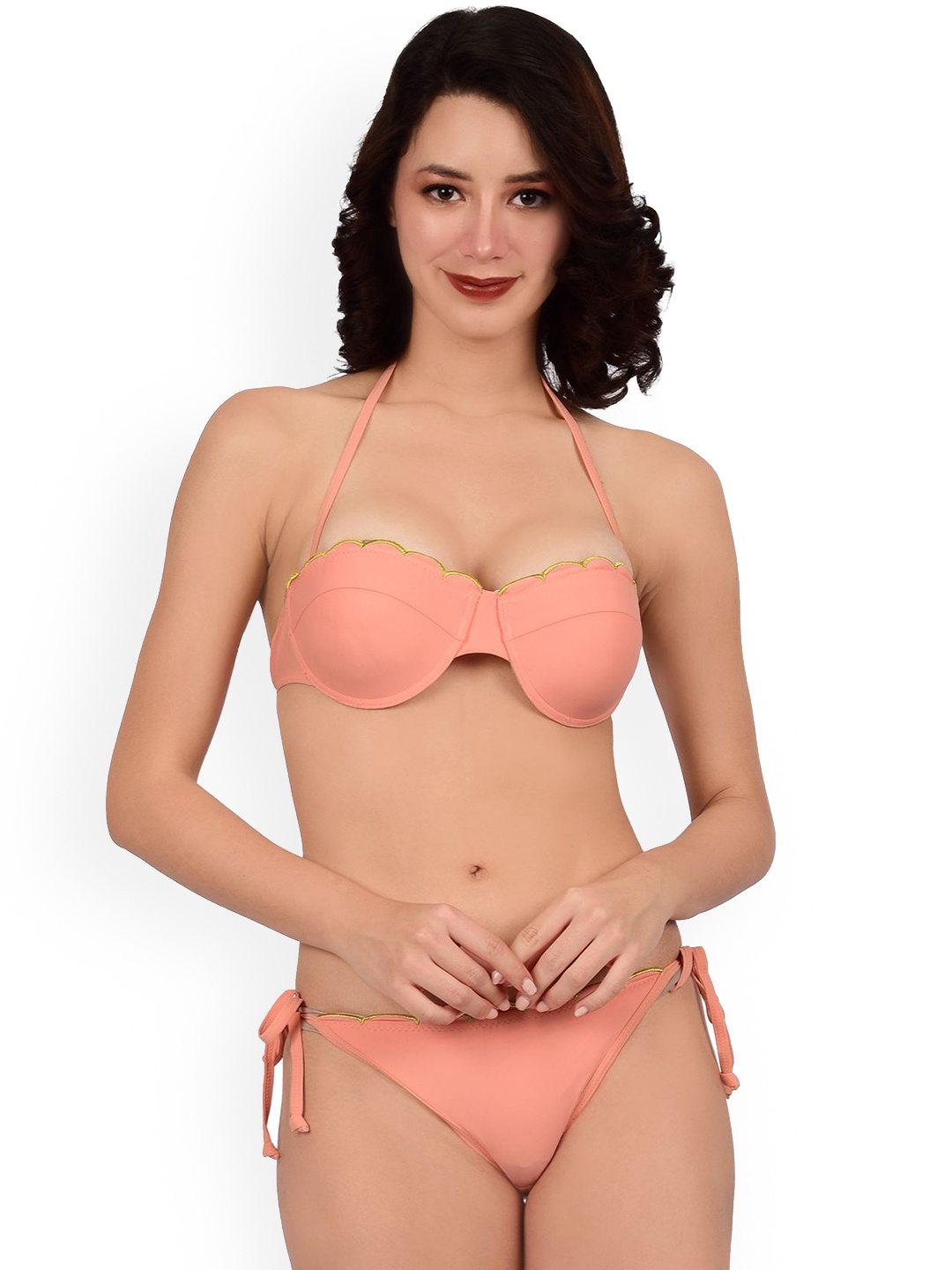 

bare dezire Halter Neck Swim Bikini Set, Peach