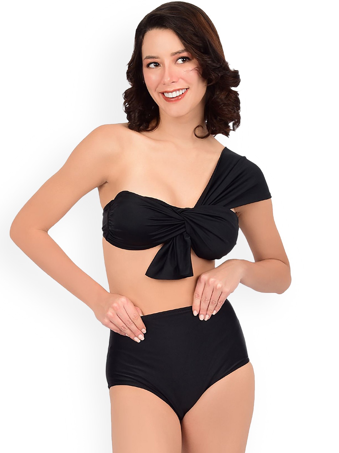 

bare dezire Strap Neck Swim Bikini Set, Black