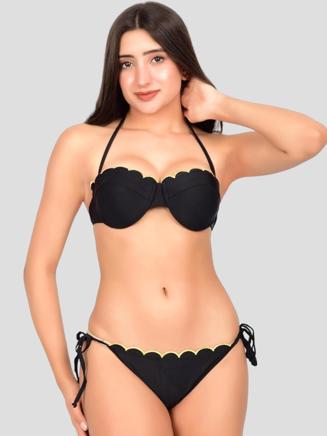 

bare dezire Halter Neck Swim Bikini Set, Black