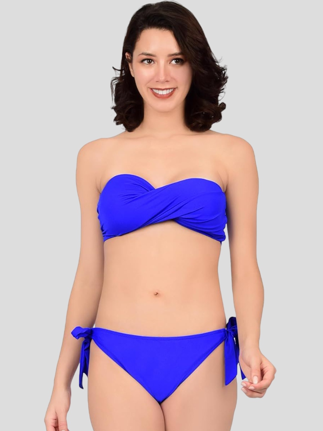 

bare dezire Polyamide Strapless Swim Bikini Set, Blue