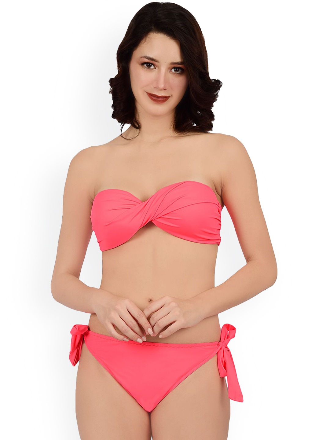 

bare dezire Strapless Bandeau Swim Bikini Set, Pink