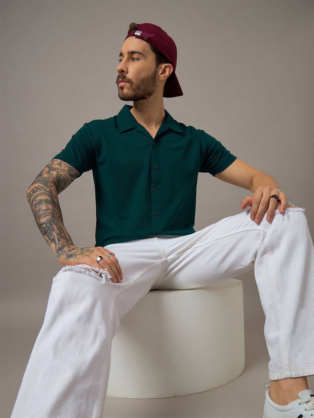 

REPRISE Men Classic Slim Fit Opaque Casual Shirt, Green