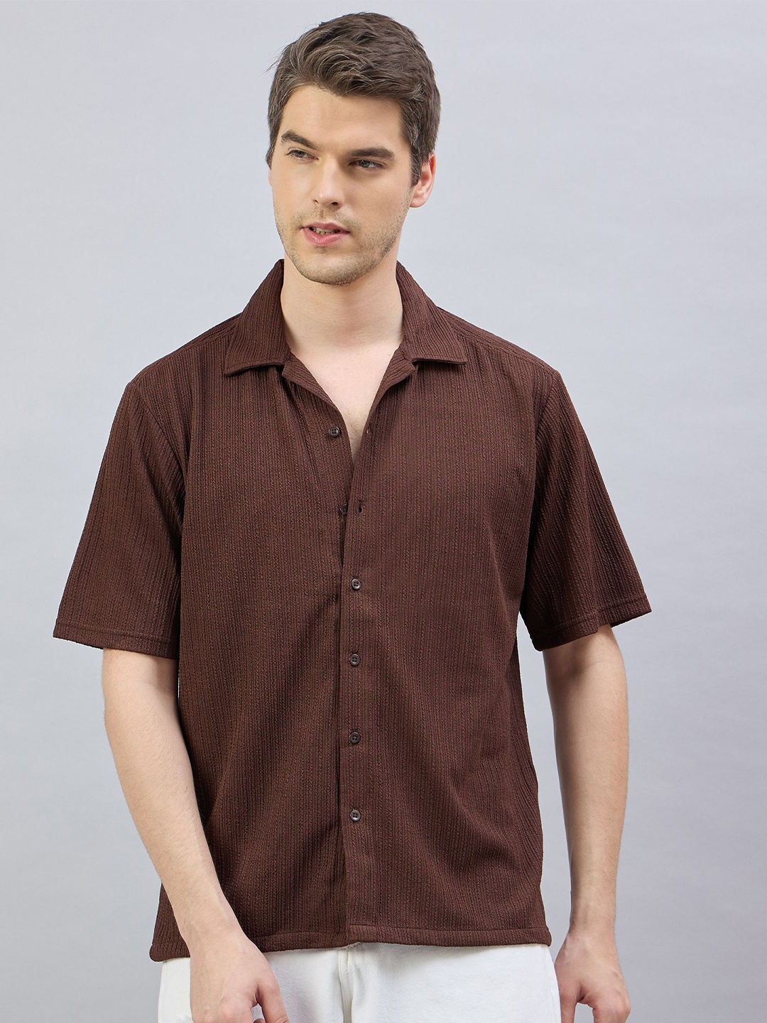 

REPRISE Men Classic Opaque Casual Shirt, Brown