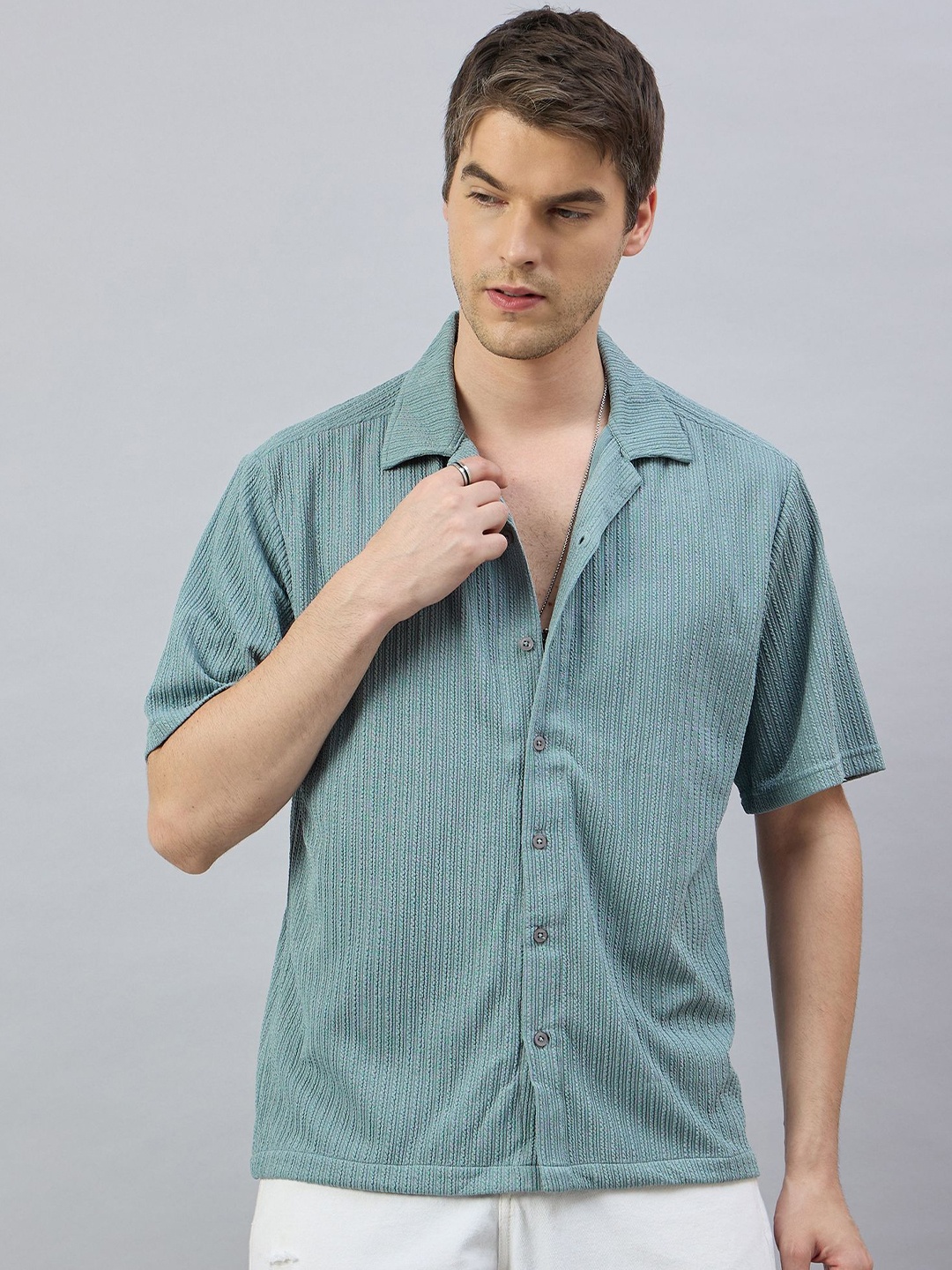 

REPRISE Men Classic Opaque Checked Casual Shirt, Sea green