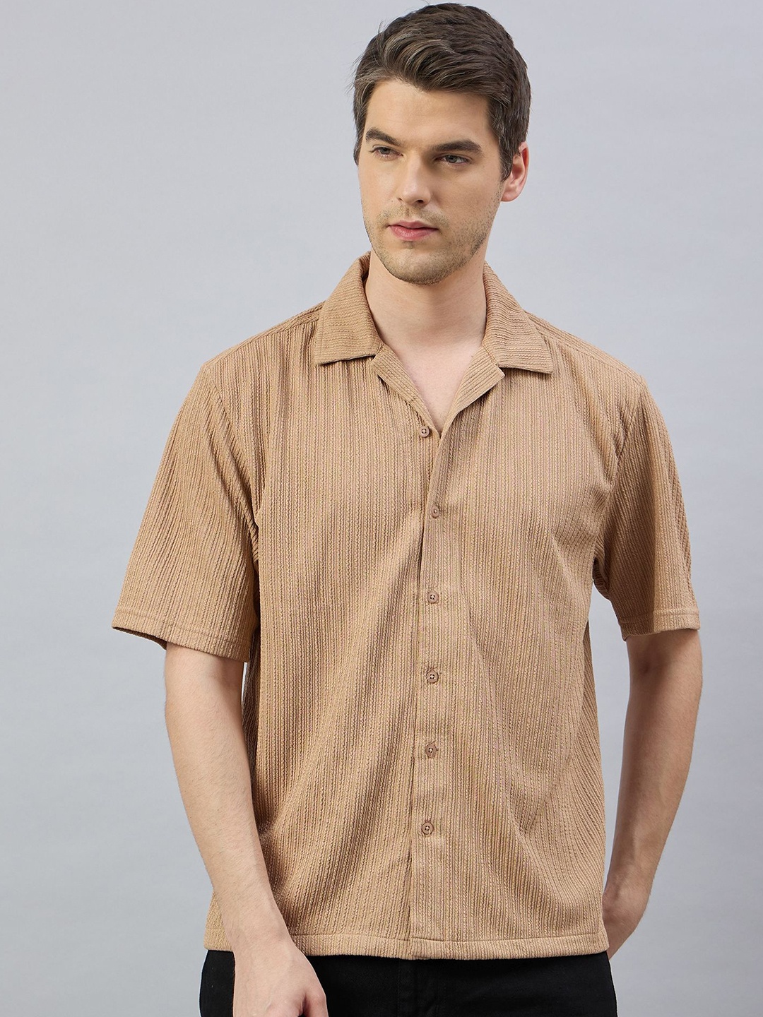 

REPRISE Men Classic Opaque Checked Casual Shirt, Beige