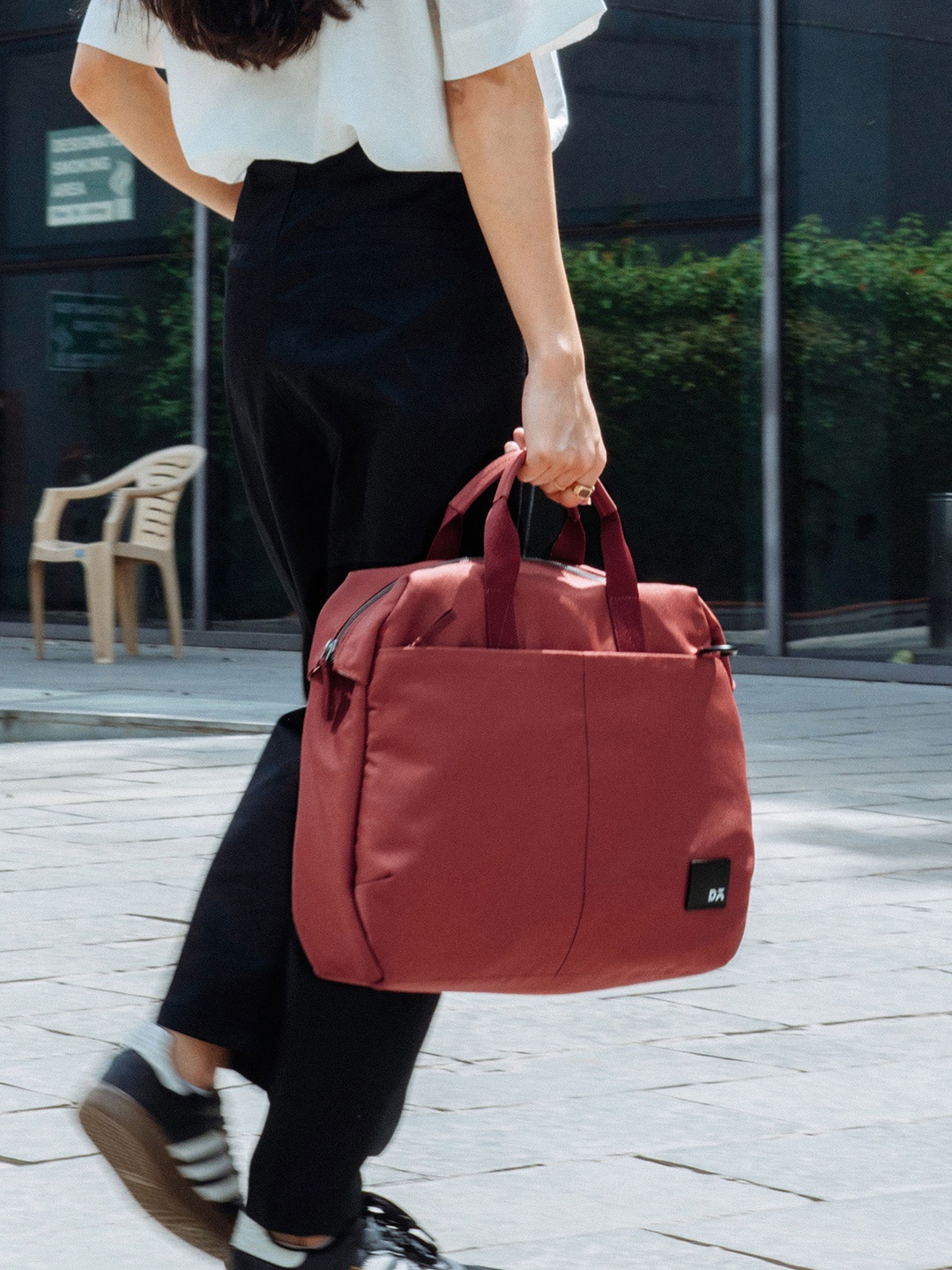 

DailyObjects Oversized Shopper Handheld Bag with Cut Work, Red