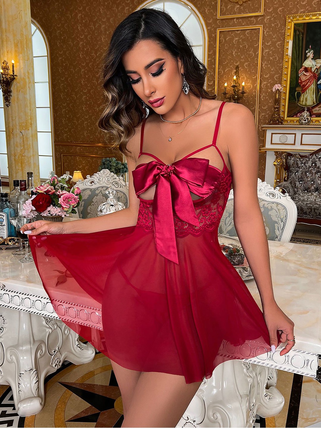 

KRENOZ Net Baby Doll, Red