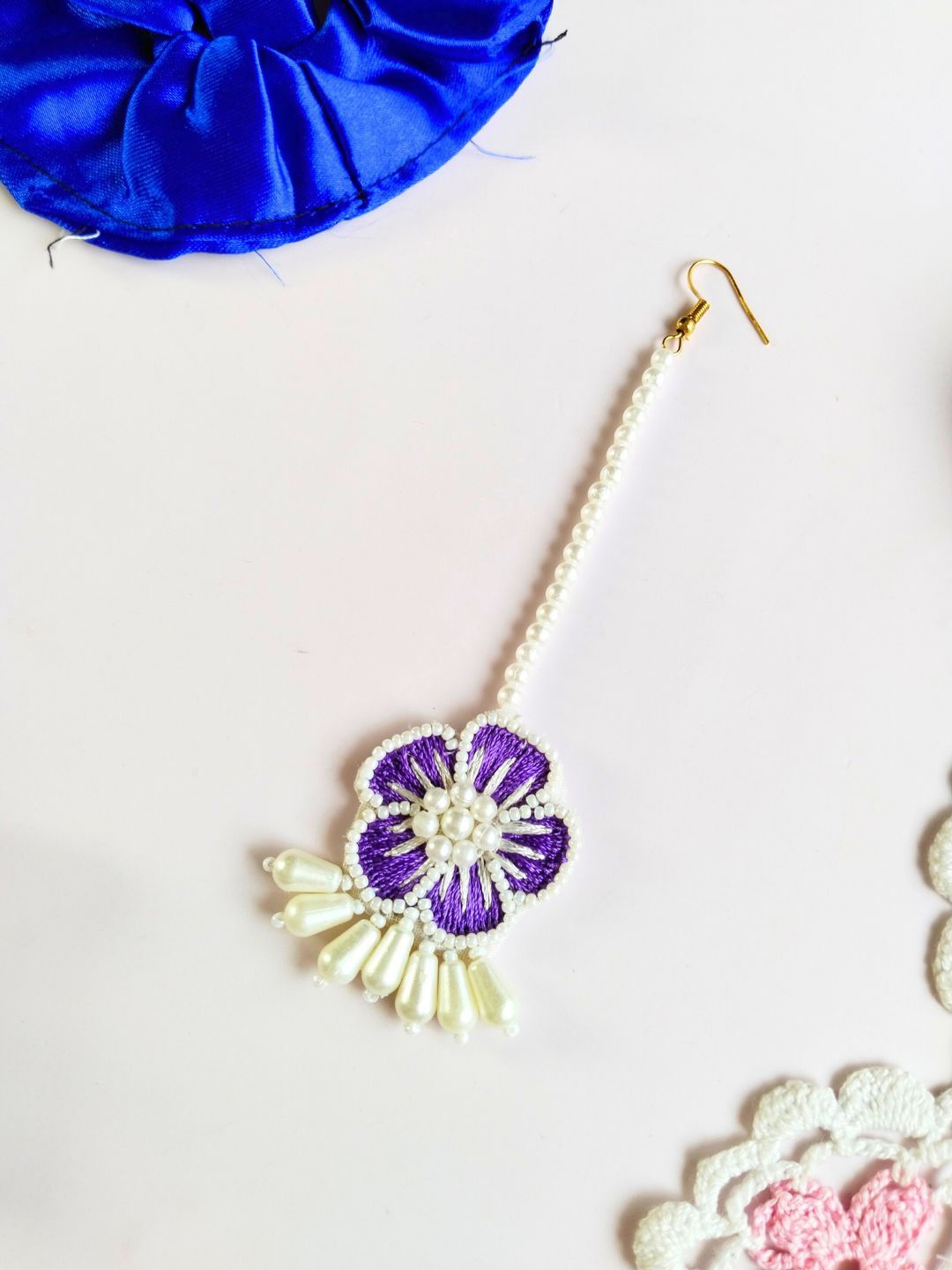 

Sangria Floral Beaded Maangtika, Purple