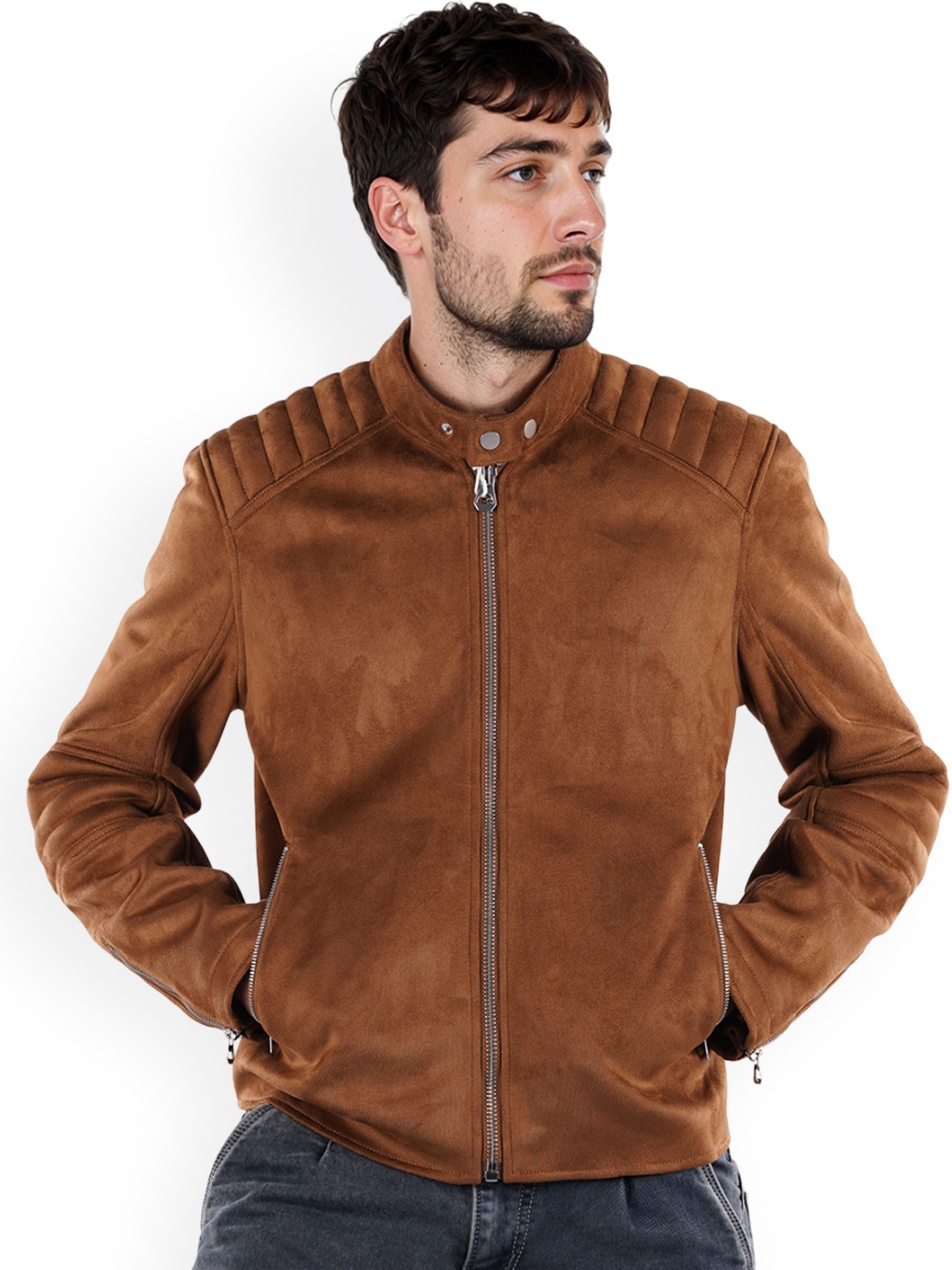 

Celio Lightweight Biker Jacket, Brown