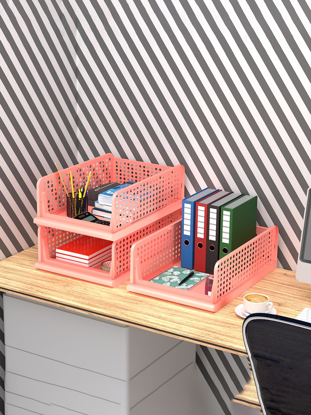 

Kuber Industries Pink 5 Pieces Regular Desk Organiser