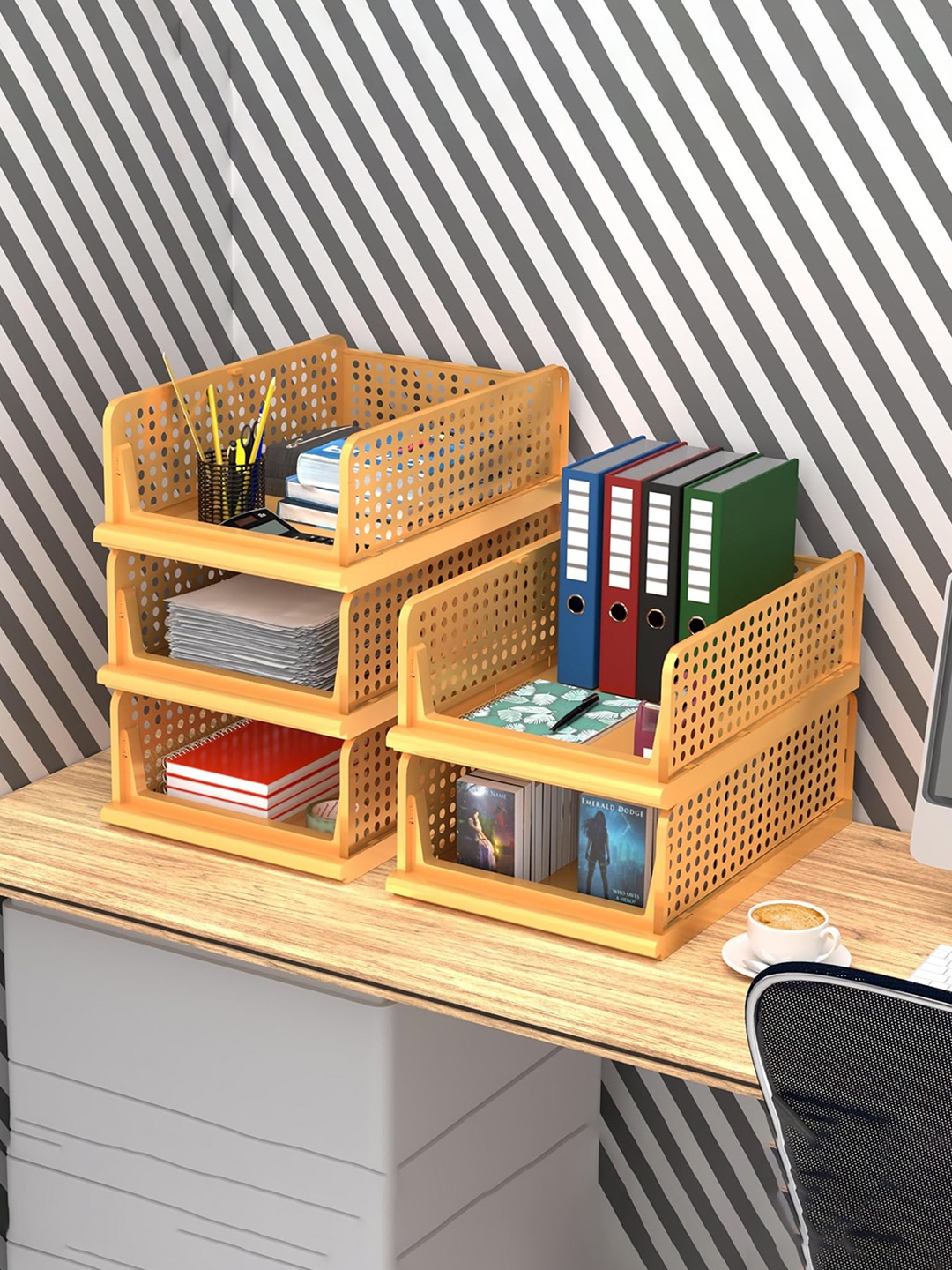

Kuber Industries Off-White 5-Tier Desk Organizer