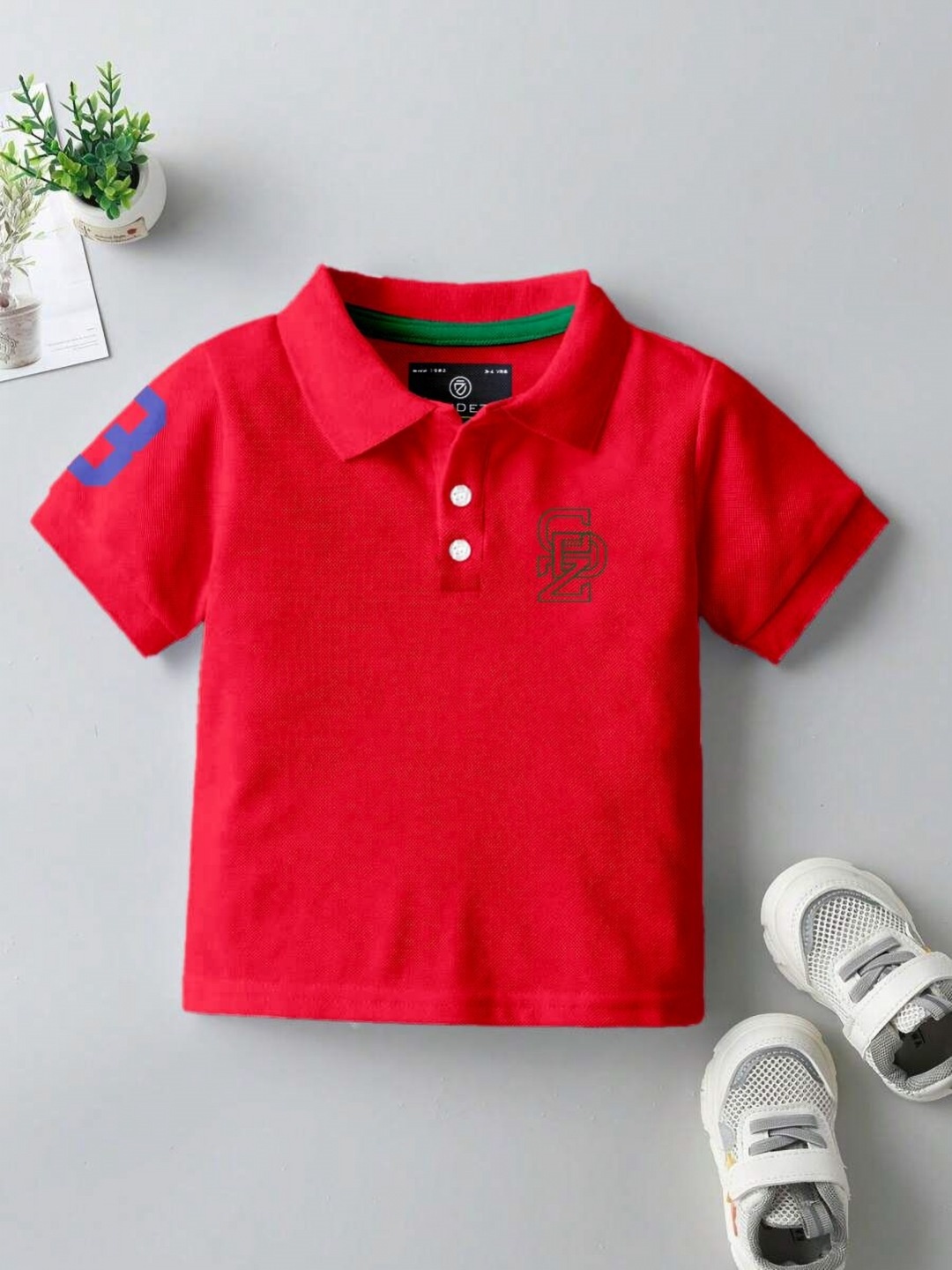 

CODEZ Boys Polo Collar T-shirt, Red