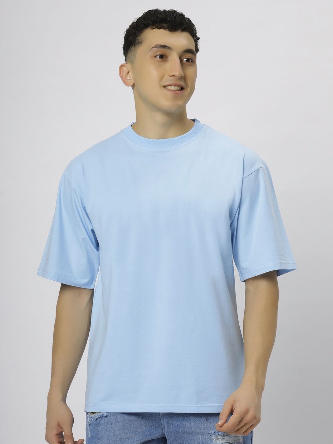 

N AND J Men Solid T-shirt, Blue