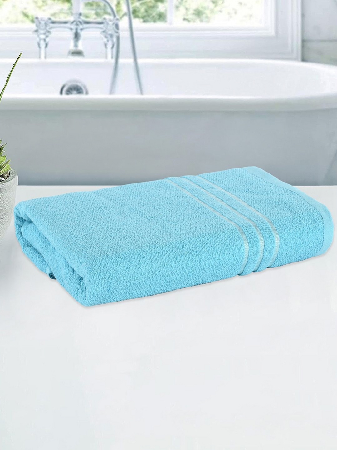 

Kuber Industries Blue Striped Cotton 144 GSM Bath Towel