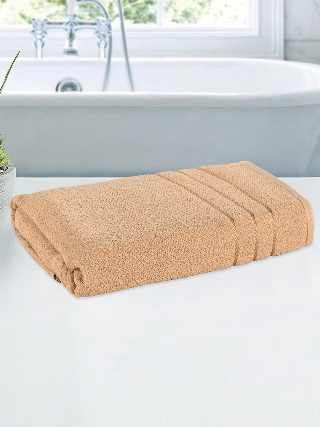 

Kuber Industries Brown Striped Cotton 144 GSM Bath Towel