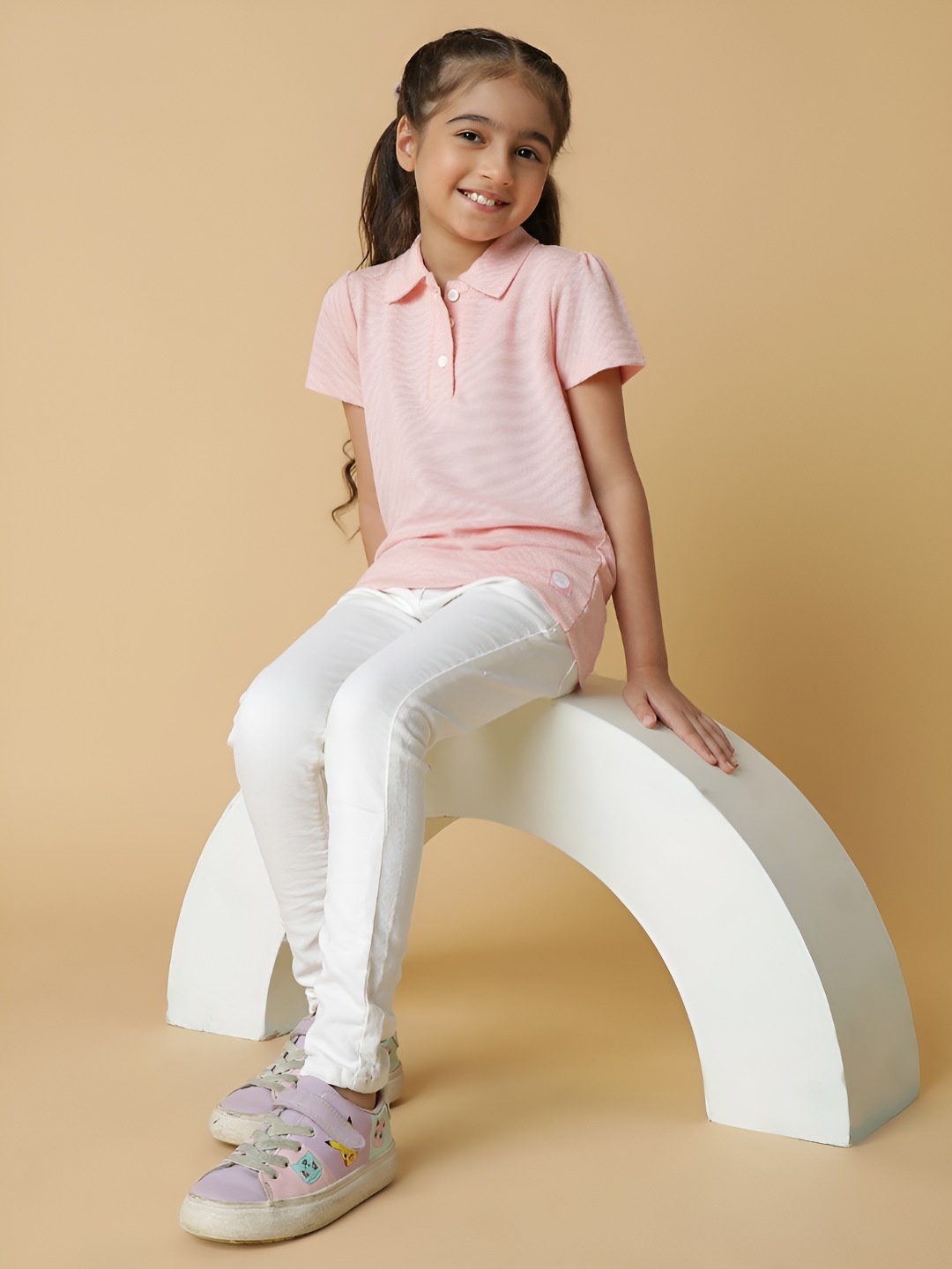 

TALES & STORIES Girls Polo Collar T-shirt, Pink