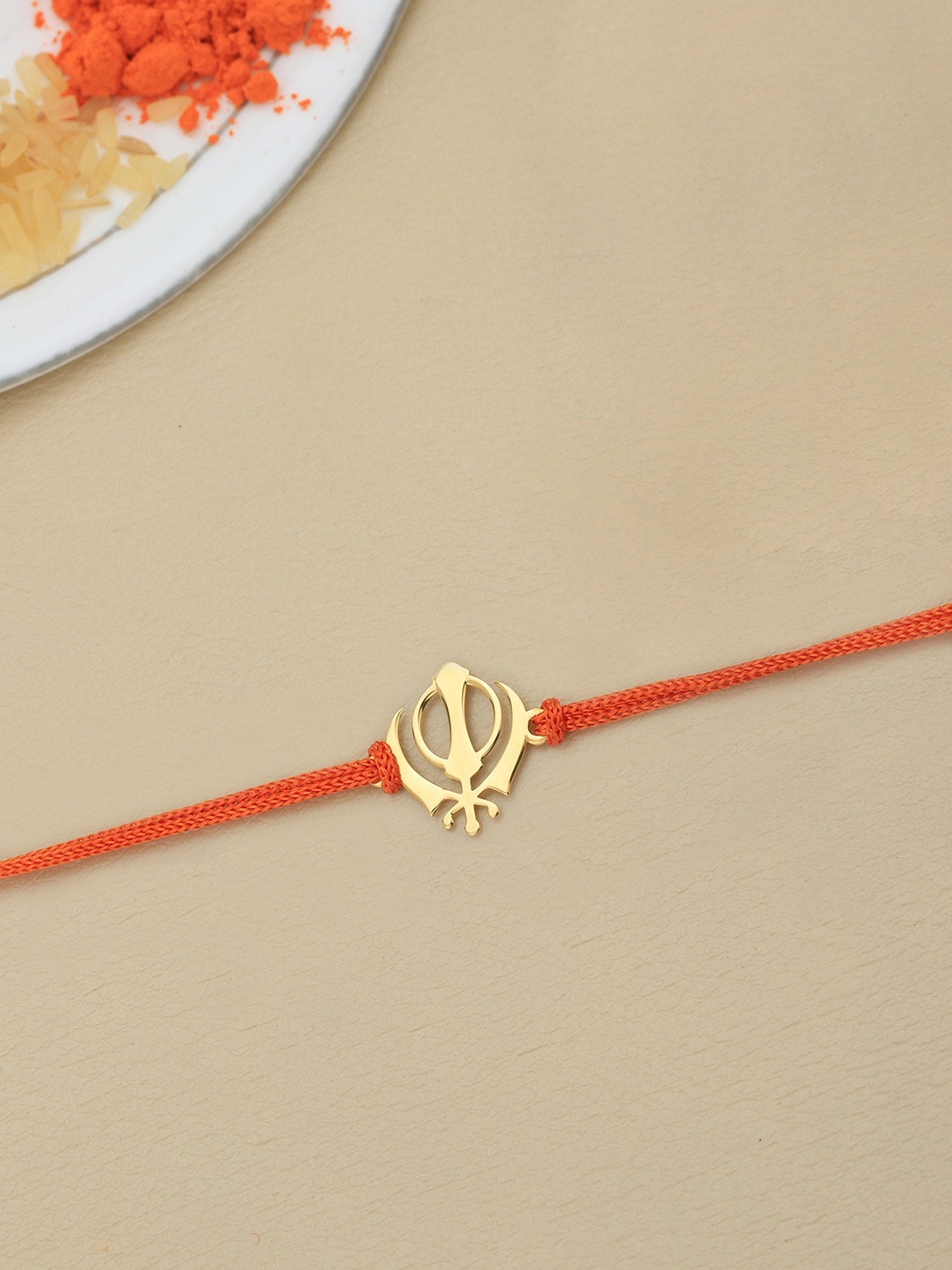 

VANBELLE 925 Sterling Silver 18kt Gold Plated Khanda Thread Rakhi