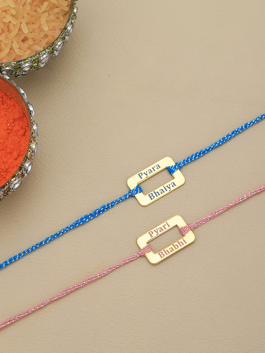 

VANBELLE Set of 2 Gold Plated 925 Sterling Silver Thread Rakhis