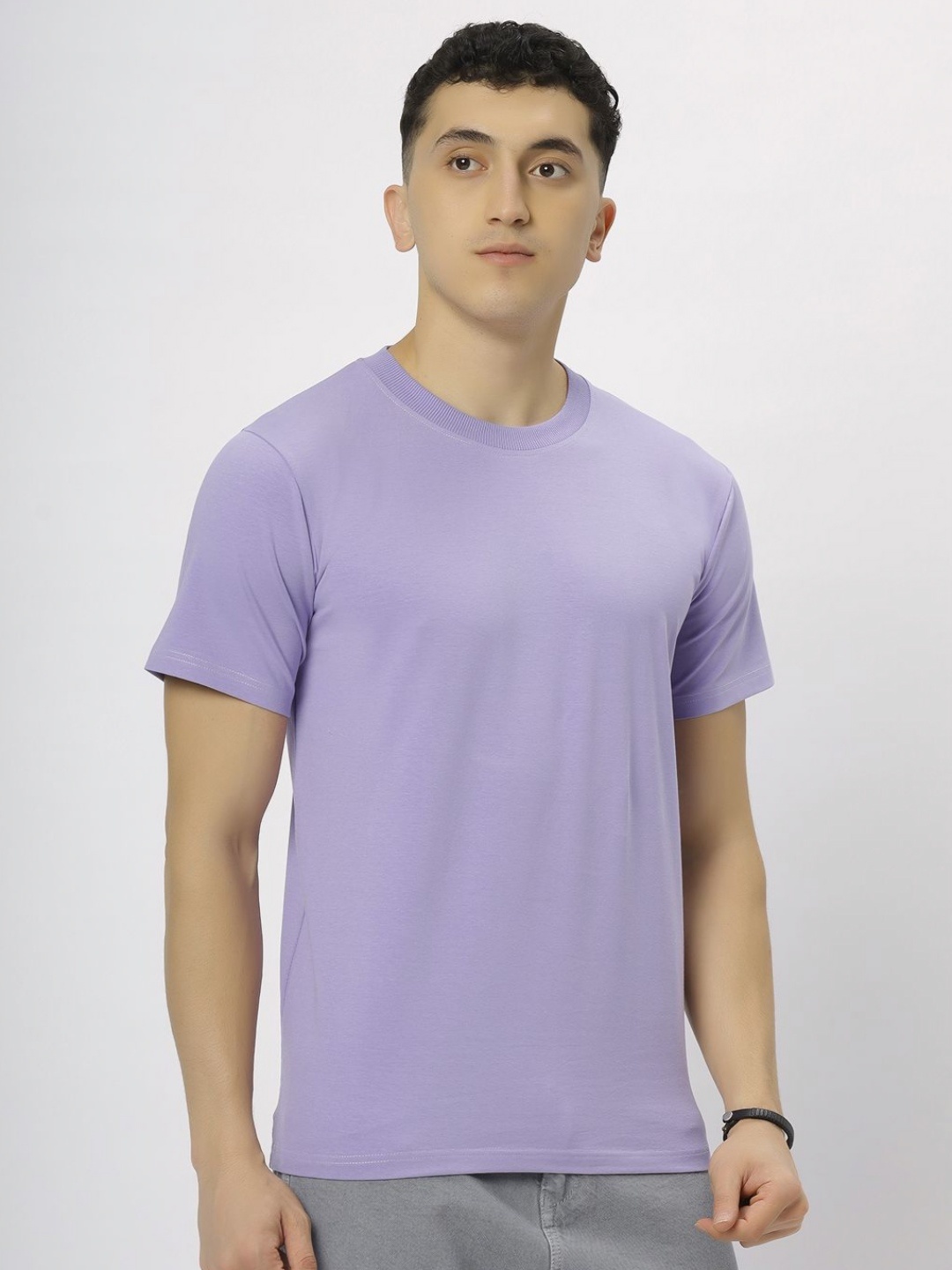 

N AND J Men Raw Edge T-shirt, Lavender