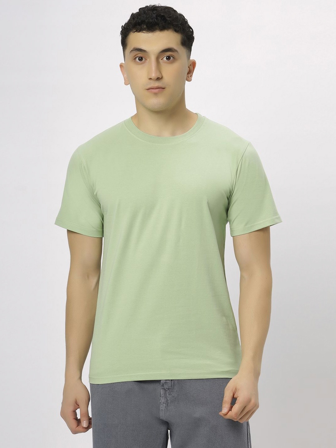 

N AND J Men Raw Edge T-shirt, Green