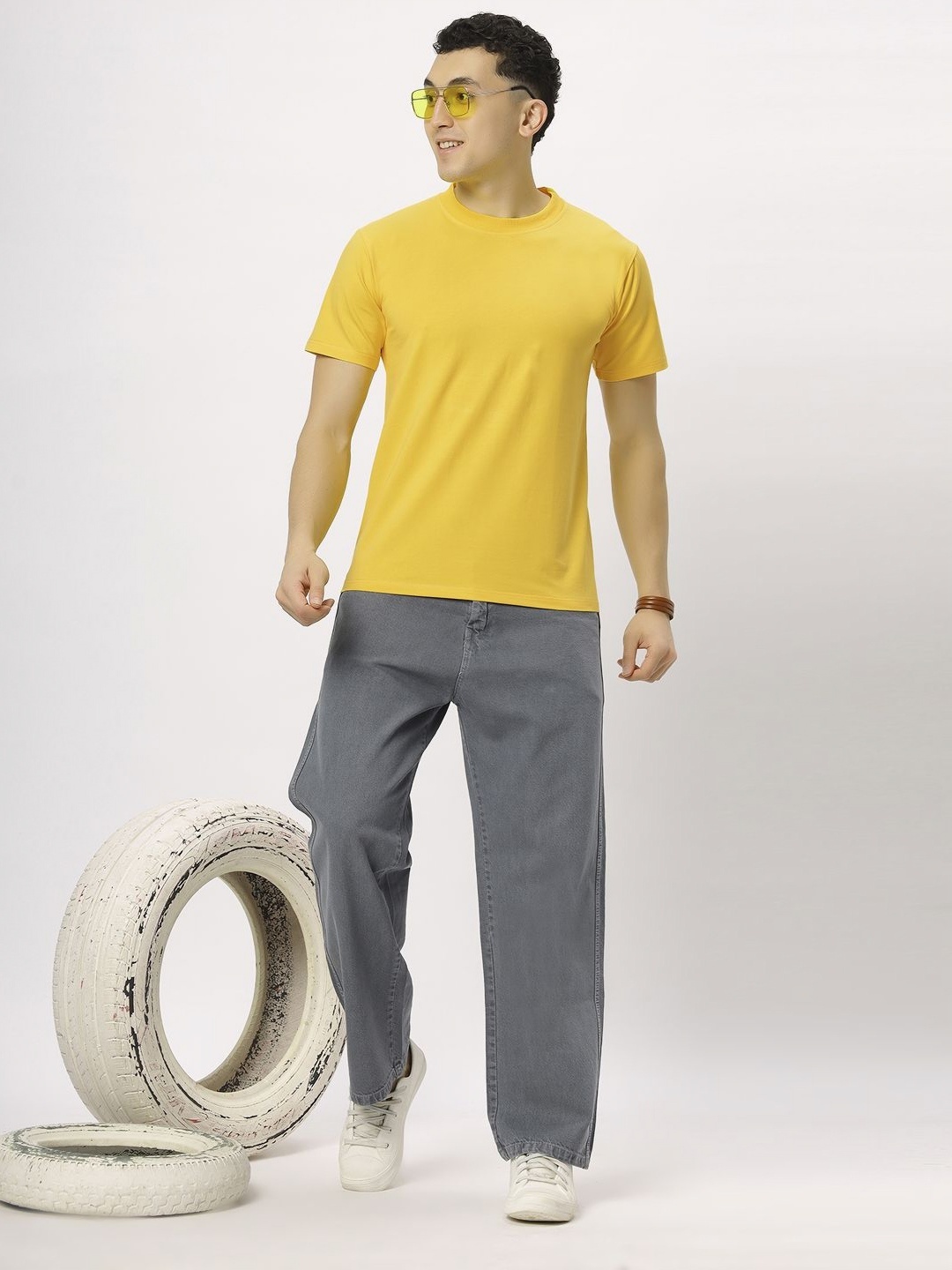 

N AND J Men T-shirt, Yellow