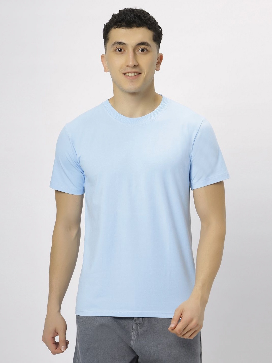 

N AND J Men Raw Edge T-shirt, Blue