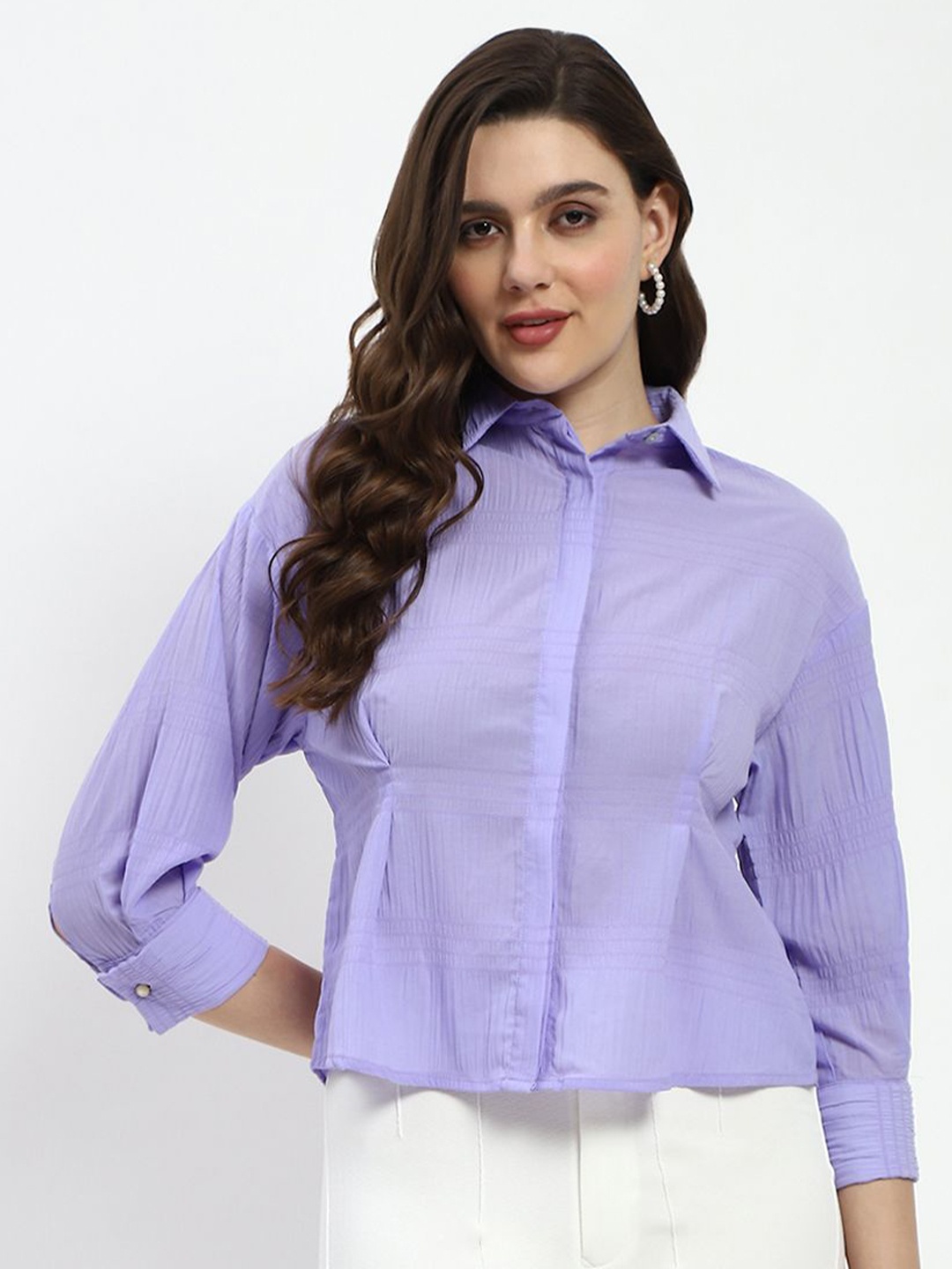 

Madame Women Opaque Casual Shirt, Purple