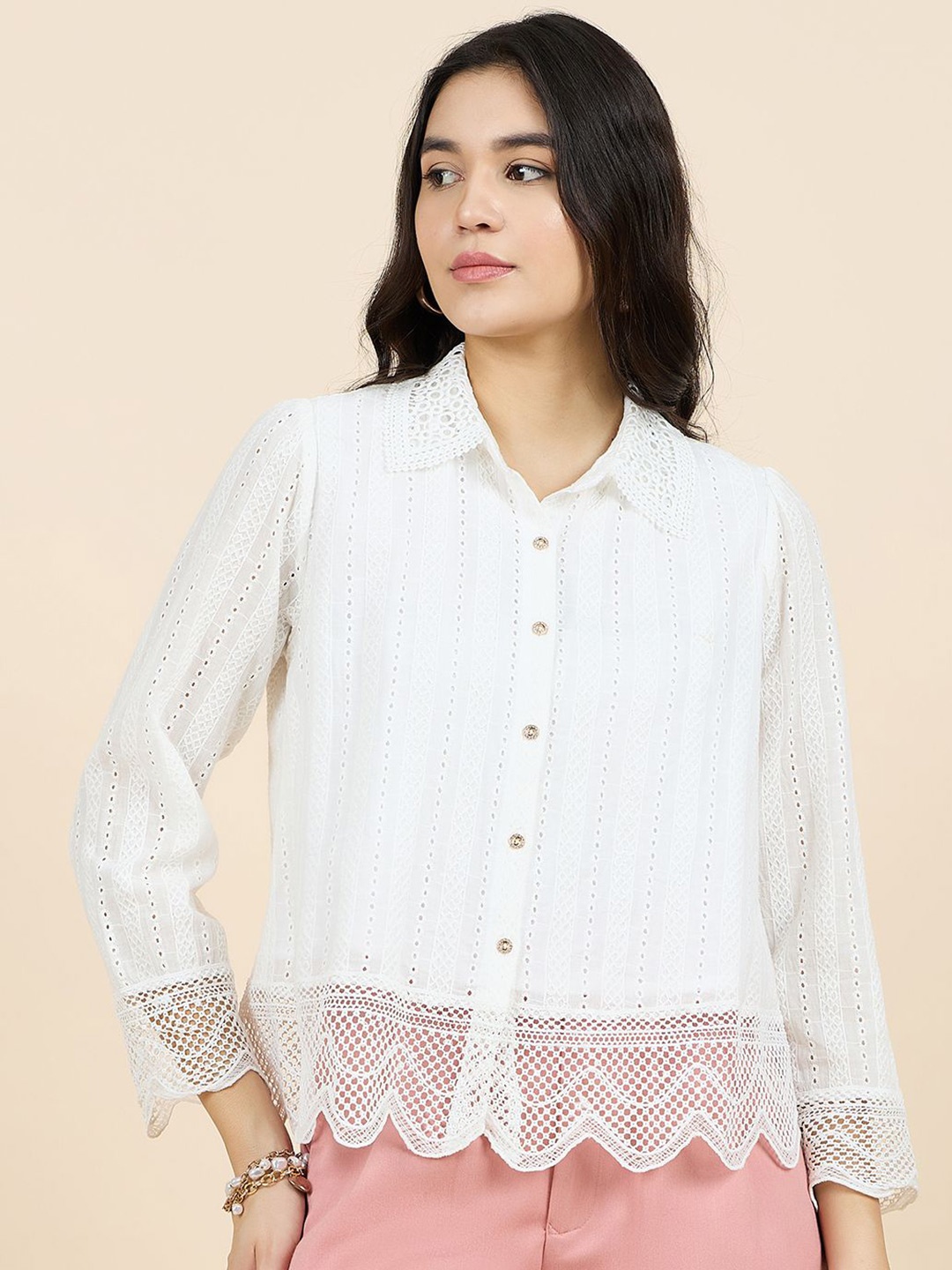

Gipsy Woman Cotton Shirt Style Top, White