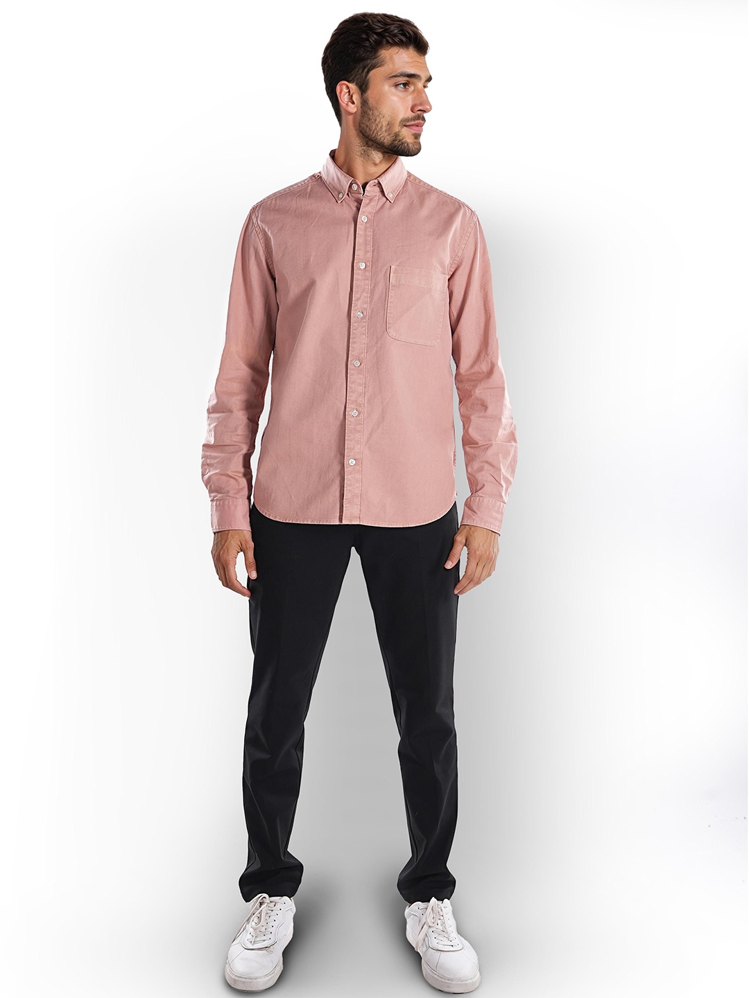 

Celio Men Classic Button-Down Collar Opaque Casual Shirt, Pink