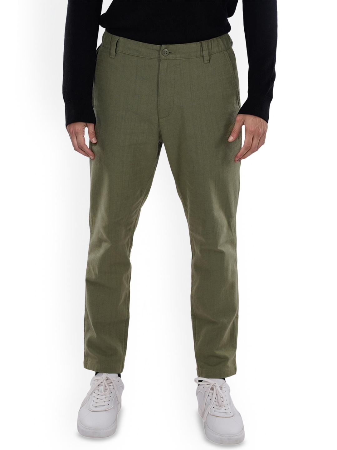 

Celio Men Regular Fit Cotton Trousers, Green